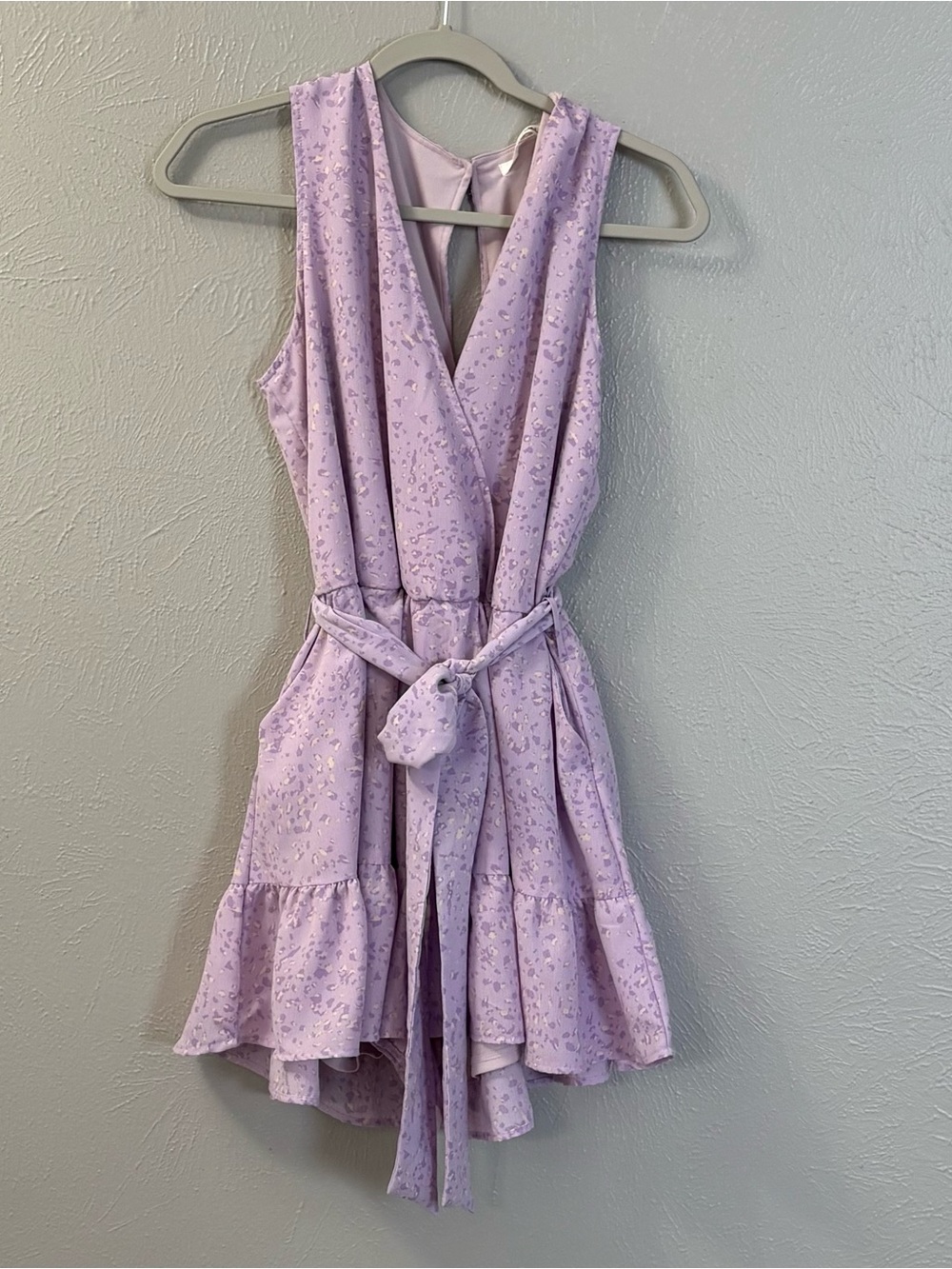 Caramel Lilac Floral Wrap Romper